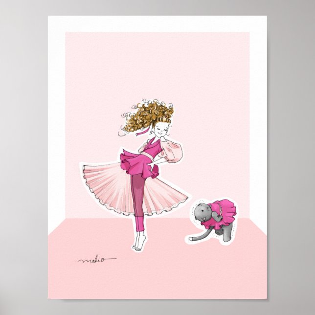 Affiche Fashionable cat and girl (Devant)