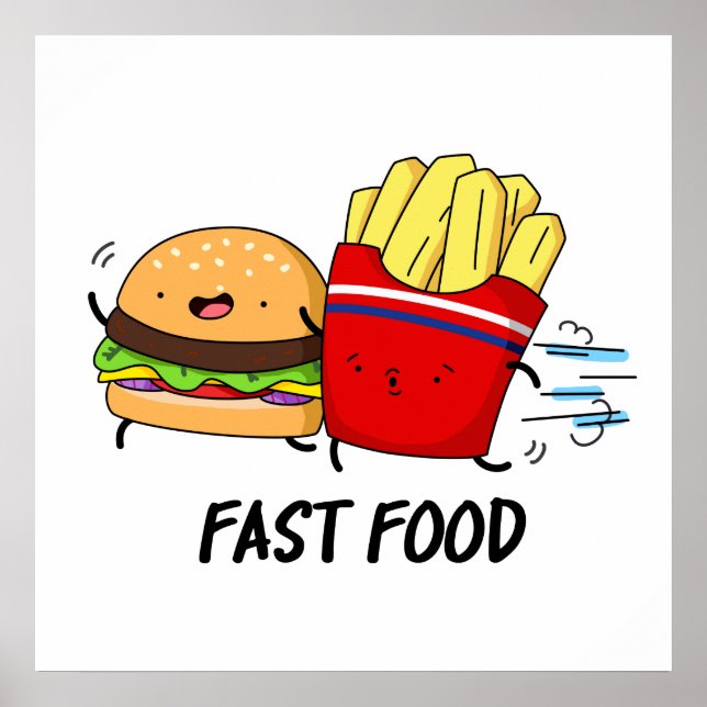 Affiche Fast Food Burger Drôle Et Fries Pun (Devant)