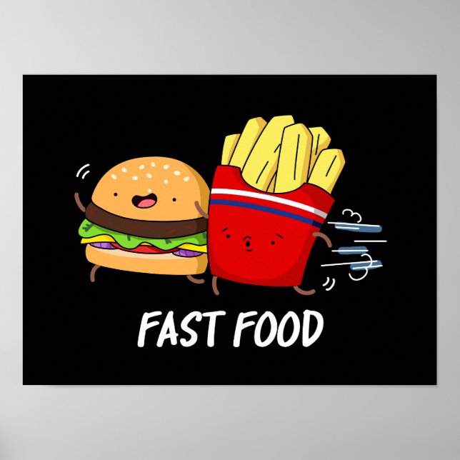 Affiche Fast Food Burger Drôle Et Fries Pun (Devant)