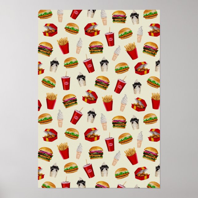 Affiche Fast Food Burgers, Fries, Sundaes (Devant)