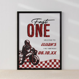 Affiche Fast One Boys 1st Dirt Bike Anniversaire