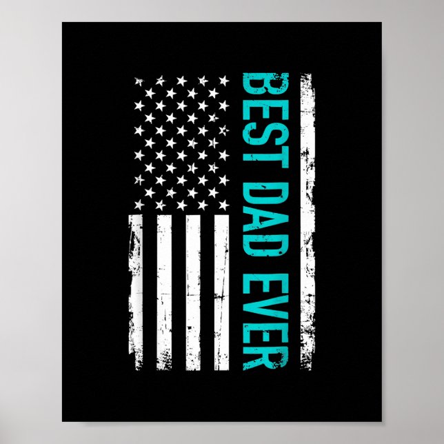 Affiche Father's Day Best Dad Ever With US American Flag (Devant)