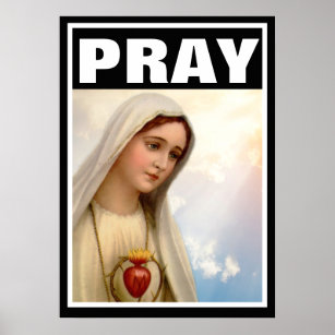 AFFICHE FATIMA PRAY VIRGIN MARY ROSARY CATHOLIQUE