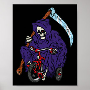 Affiche Faucheur à vélo Halloween squelette effrayant Bo
