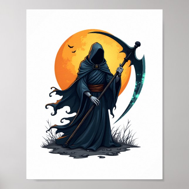 Affiche Faucheuse avec Faux – Chemise effrayante d'Hallowe (Devant)