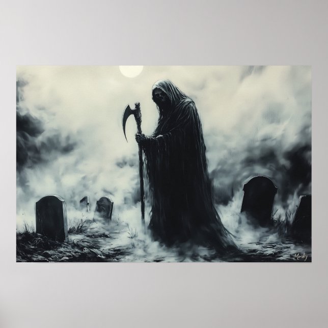 Affiche Faucheuse mystérieuse dans un cimetière brumeux (Devant)