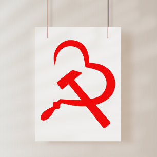 Affiche Faucille Et Marteau, Cœur, Amour, Communisme