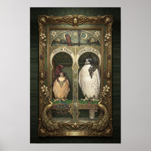 Affiche Faucon Art Nouveau - Œuvre d'art murale sur un ois