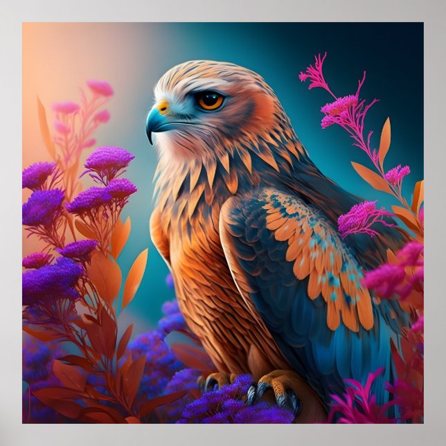 Affiche Faucon coloré (Devant)