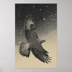 Affiche Faucon dans un ciel étoilé