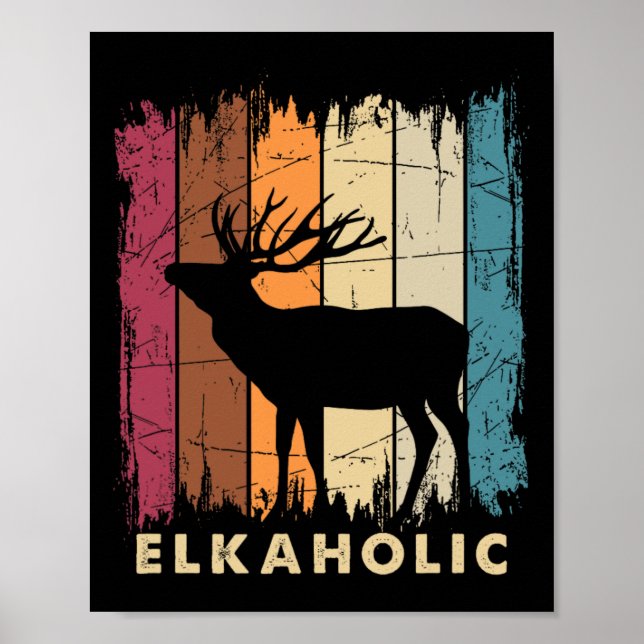 Affiche Faune Buck Elk Chasse Chasseur Deer Silhouette E (Devant)