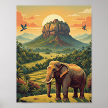 Affiche faune et flore Sri Lanka Asie du Sud affic