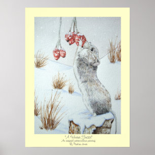 Affiche Faune mignonne de scène de neige de souris de