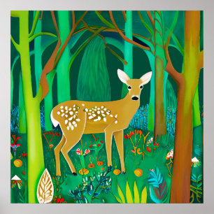 Affiche Faune tachetée dans un cadre forestier Imaginaire