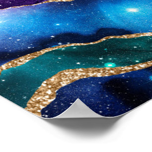 Affiche Fausse Agate Marbrée Pierre Galaxie Brillante Étin