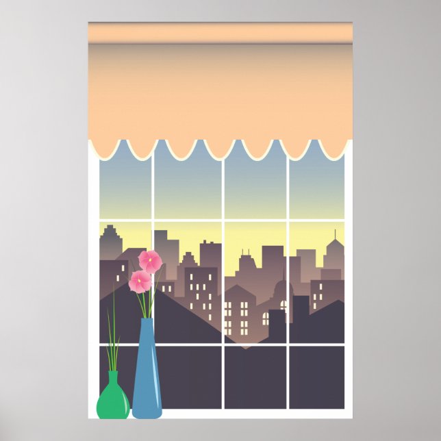 Affiche Fausse fenêtre avec vue urbaine (Devant)