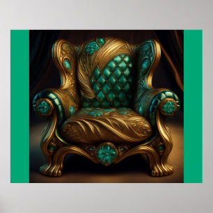 Affiche Fauteuil Luxueux Vert Et Or