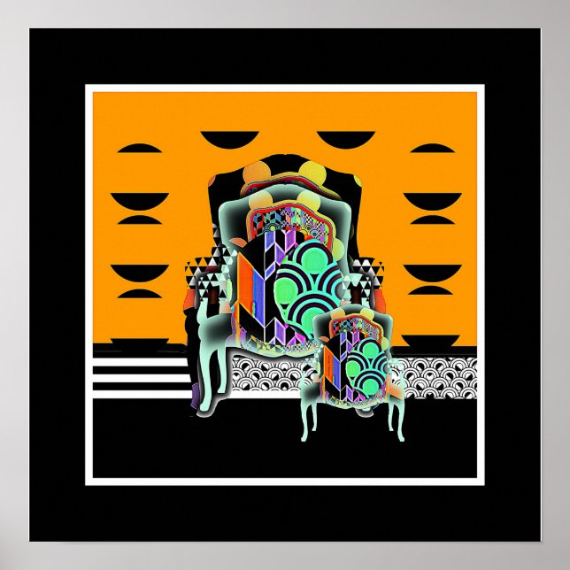 Affiche Fauteuils triples Geo vintages (Devant)