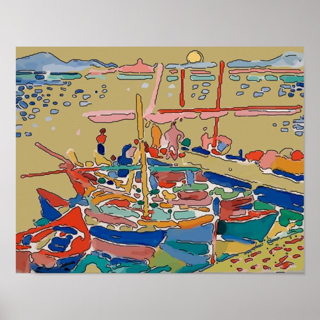 Affiche Fauvism, Bateaux au coucher du soleil (Devant)