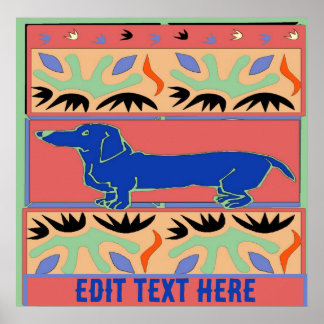 Affiche Fauvisme Abstrait Blue Dachshund