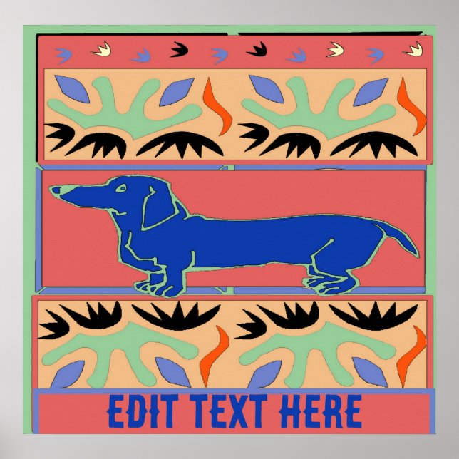 Affiche Fauvisme Abstrait Blue Dachshund (Devant)