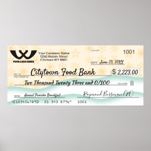 Affiche Faux chèque caritatif géant flocon de Noël