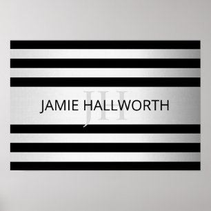 Affiche Faux Contemporain Silver Ombre Grandes Tailles & N