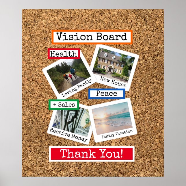 Affiche Faux Cork Custom Photo Collage Vision Board (Devant)