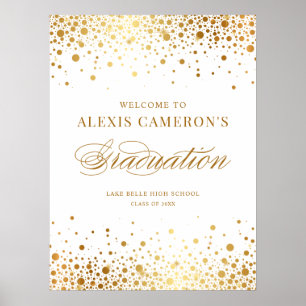 Affiche Faux Gold Foil Confetti Graduation Party Bienvenue