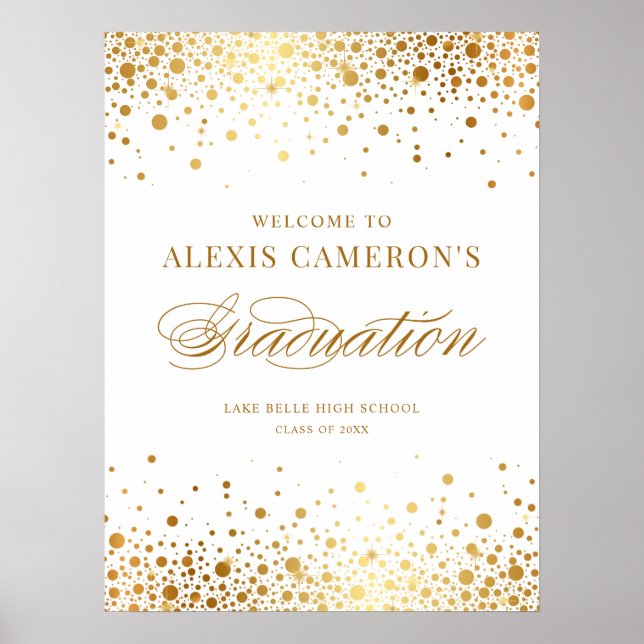 Affiche Faux Gold Foil Confetti Graduation Party Bienvenue (Devant)