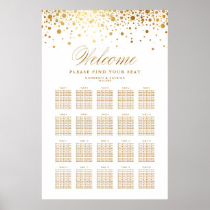Affiche Faux Gold Foil Confetti Mariage blanc Plan de sièg