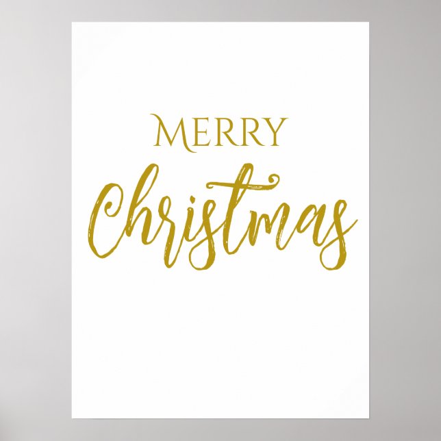 Affiche Faux-Gold Foil Joyeux Noël chic (Devant)