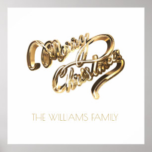 Affiche Faux Gold Script Élégant Joyeux Noël