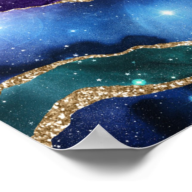 Affiche Faux Marbled Agate Stone Galaxy Sparkly Shining (Coin)