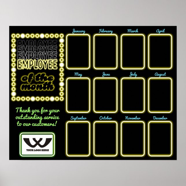 Affiche Faux neon photo employé de l'affichage du mois (Devant)