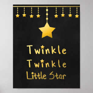 Affiche Faux or Twinkle Twinkle Little star grey stars