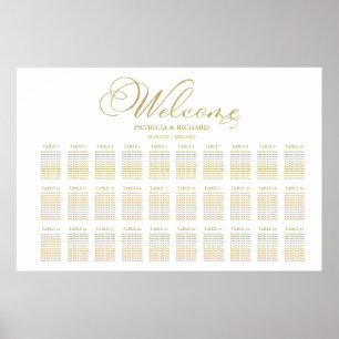 Affiche Faux papier doré 30 tables Plan de table de mariag