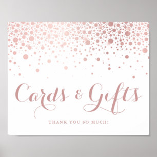Affiche Faux Rose Gold Foil Confetti Cartes et Cadeaux