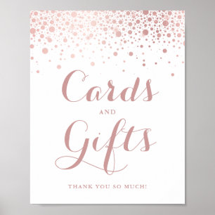 Affiche Faux Rose Gold Foil Confetti Cartes et Cadeaux