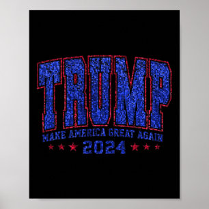 Affiche Faux Sequins Trump 2024 Président Make America Tru
