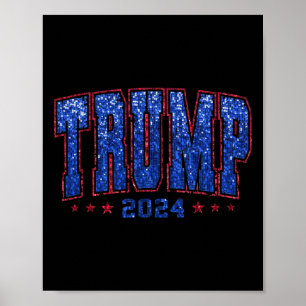 Affiche Faux Sequins Trump 2024 Président Make America Tru