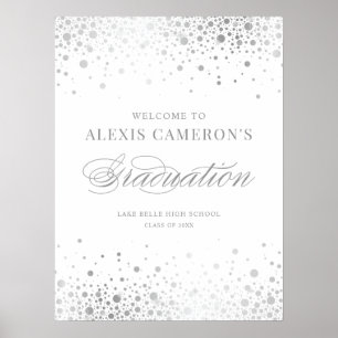 Affiche Faux Silver Foil Confetti Graduation Party Bienven