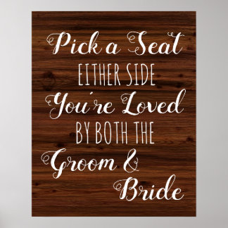 Affiche Faux wood Choisir un siège panneau mariage latéral