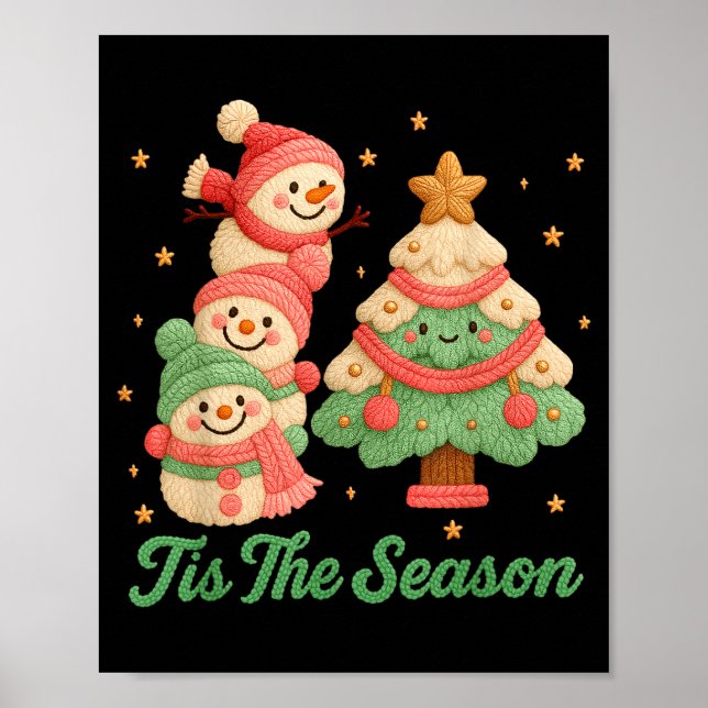 Affiche Faux Yarn Crochet Snowman And Christmas Tree  (Devant)