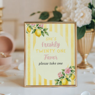 Affiche Faveur d'anniversaire 21 ans Freshly Yellow Stripe