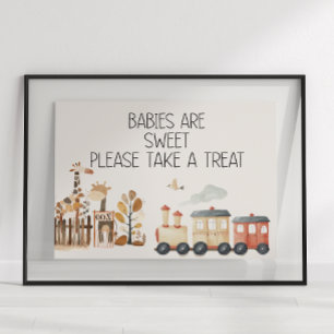 Affiche Faveur de Baby Shower Animaux de la Nurserie Zoo S