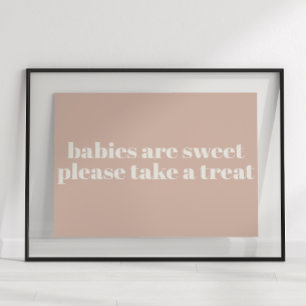 Affiche Faveur de baby shower en typographie de grès rose