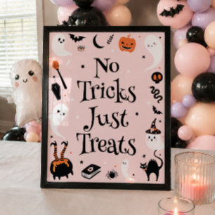 Affiche Faveur de Baby Shower Halloween Pas de Blagues, Ri