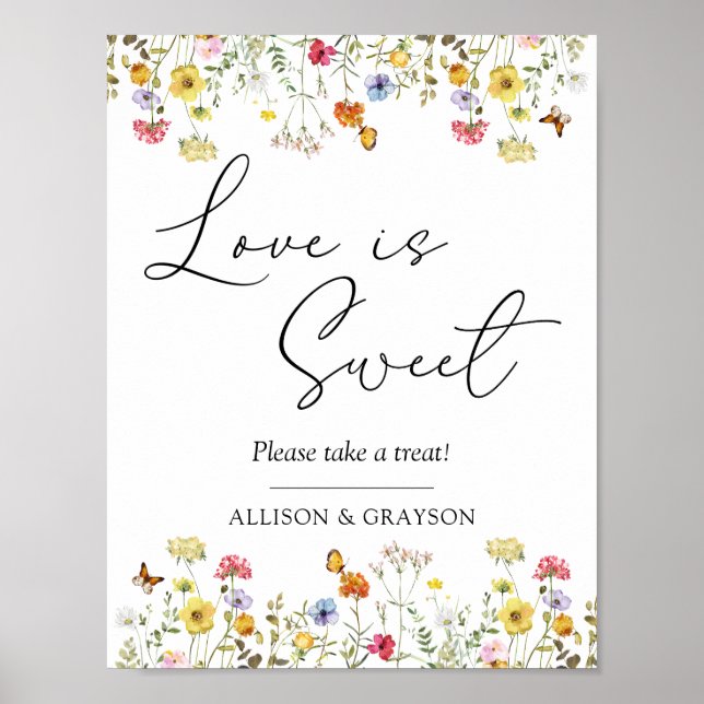 Affiche Faveur de mariage botanique de fleurs sauvages L'a (Devant)