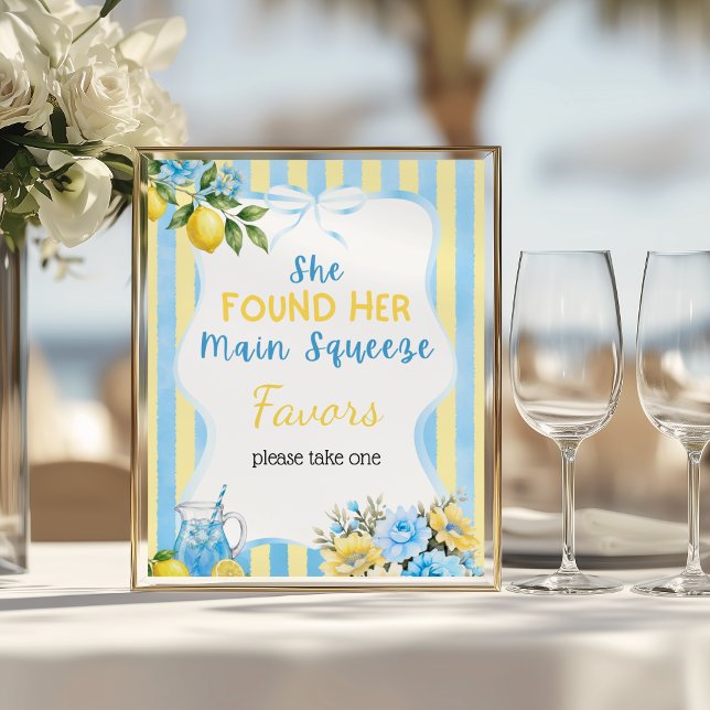 Affiche Faveur de mariage Floral Blue Main Squeeze (Créateur téléchargé)